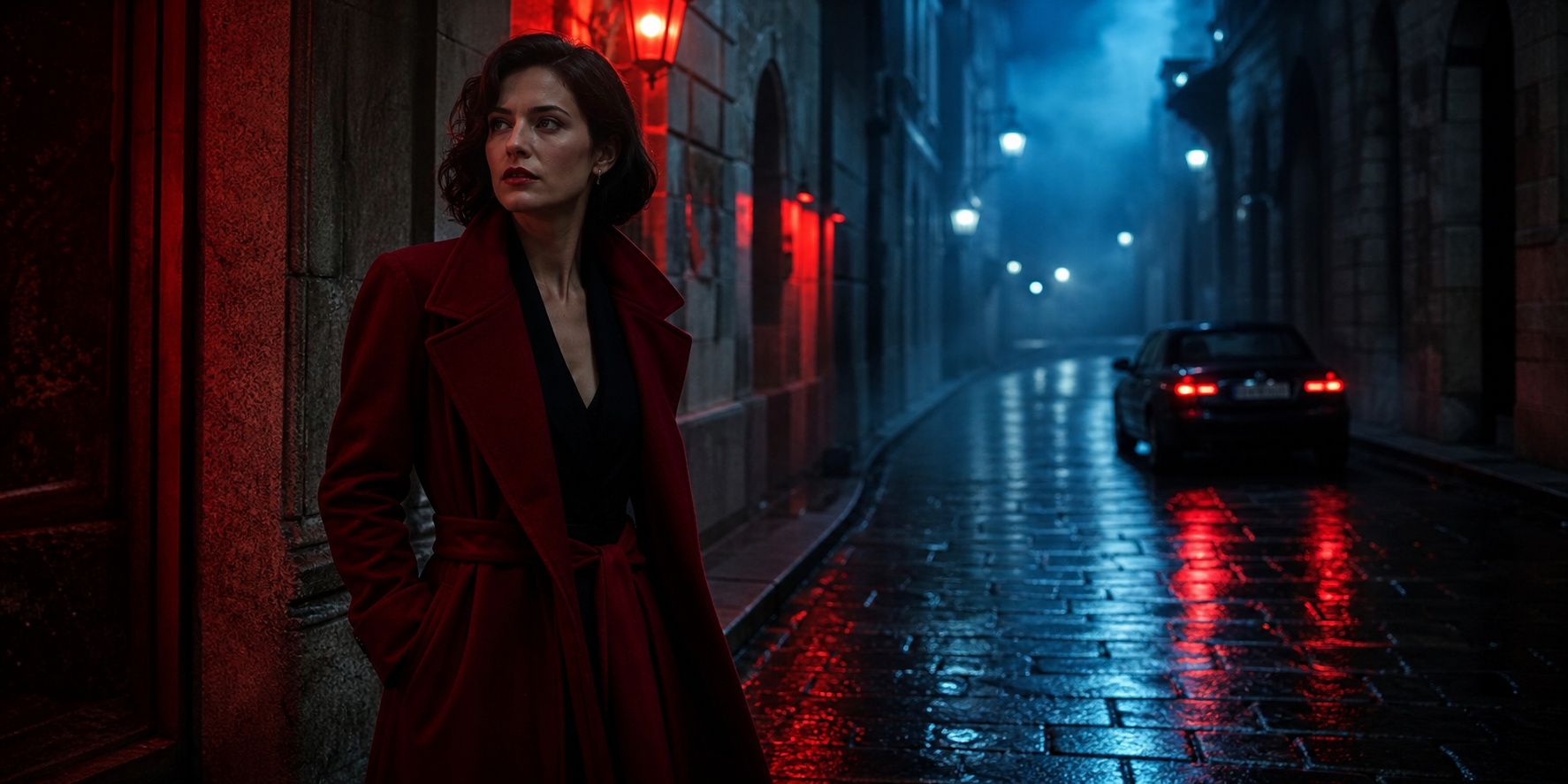 Rainy Night Portrait before color grade